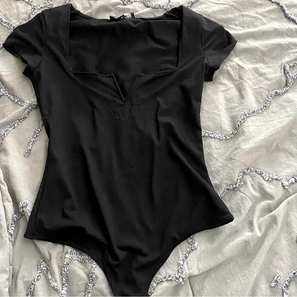Black v line body suit